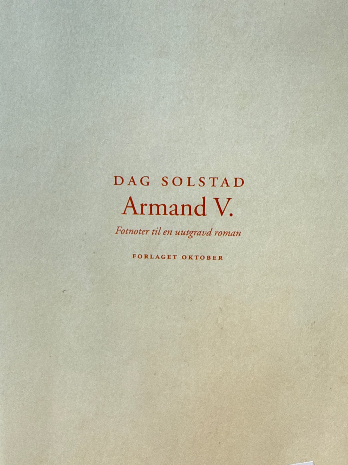 Armand V. - Innbundet