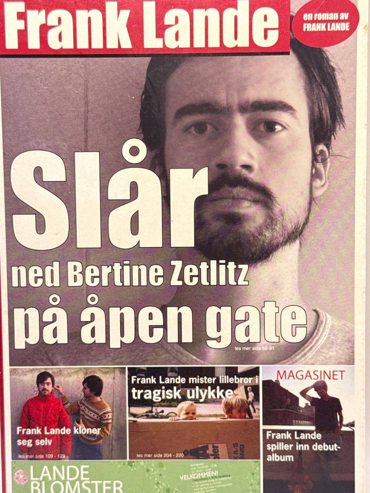 Forside av Slår ned Bertine Zetlitz på åpen gate av Frank Lande 